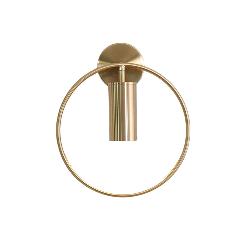 Skørter | 11"/15" H Metal Gold Wall Mount Lighting Round 1 Bulb Vintage Flush Wall Sconces in Warm/White/Natural Light