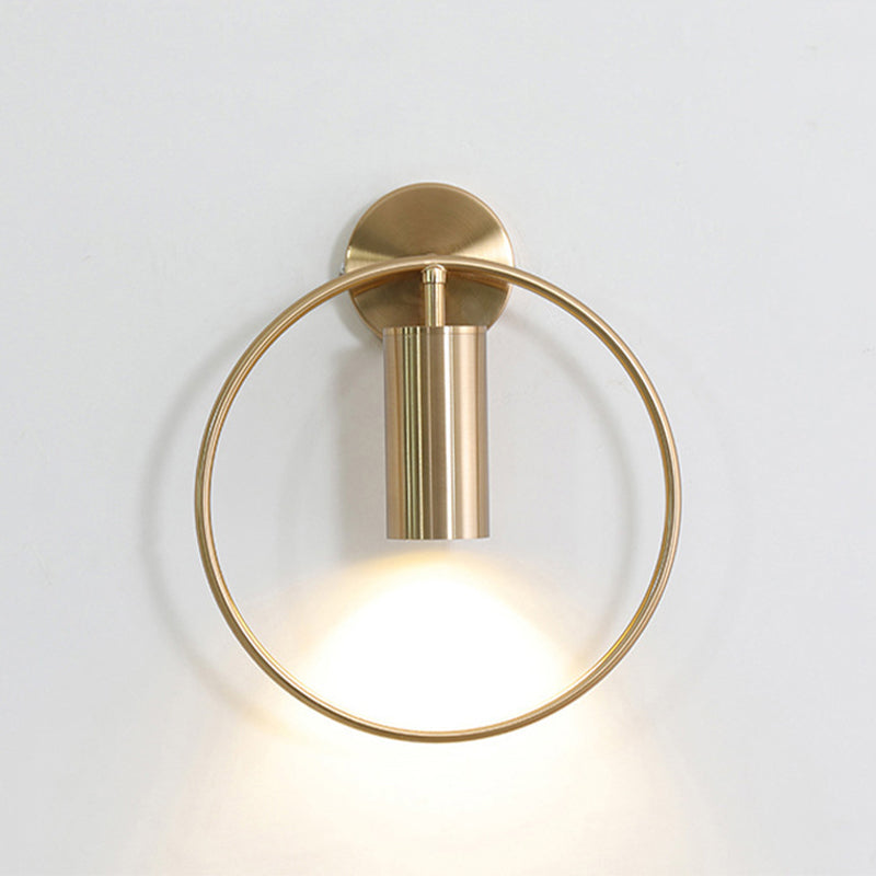 Skørter | 11"/15" H Metal Gold Wall Mount Lighting Round 1 Bulb Vintage Flush Wall Sconces in Warm/White/Natural Light