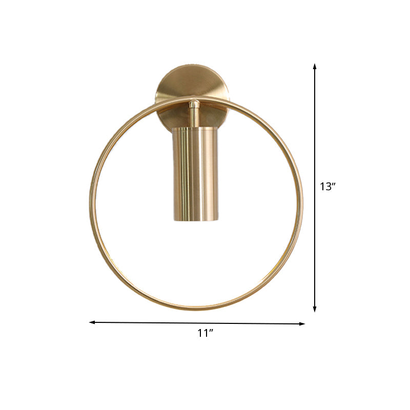 Skørter | 11"/15" H Metal Gold Wall Mount Lighting Round 1 Bulb Vintage Flush Wall Sconces in Warm/White/Natural Light