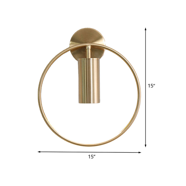 Skørter | 11"/15" H Metal Gold Wall Mount Lighting Round 1 Bulb Vintage Flush Wall Sconces in Warm/White/Natural Light