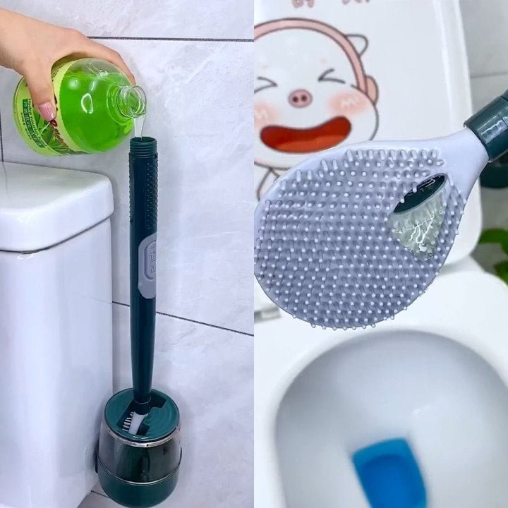 Lisslune | FlexScrub Smart Toilet Brush with Flexible Bristles and Built-in Cleaning