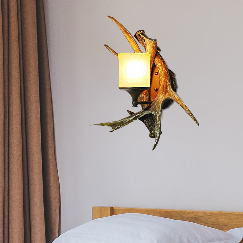Lisslune | 1 Light Marble Wall Light Modern Style Bronze Cylinder Dining Room Wall Light with Moose