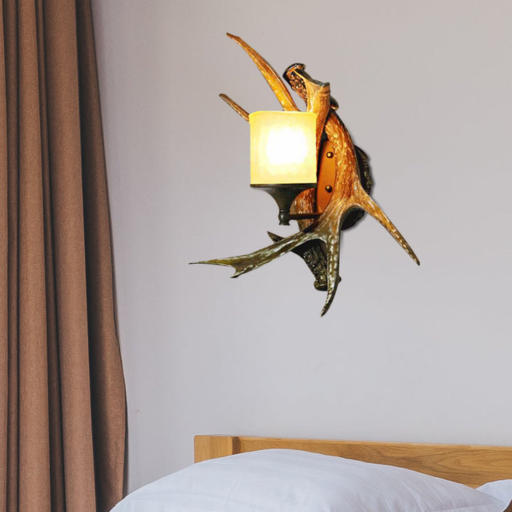 Lisslune | 1 Light Marble Wall Light Modern Style Bronze Cylinder Dining Room Wall Light with Moose