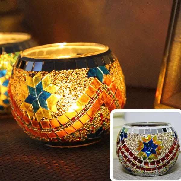 Lisslune | Mosaic Glass Candle Holder for Home Decor