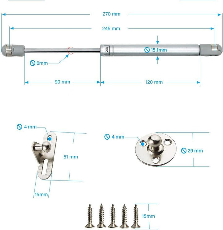 Lisslune | Revolutionary Hydraulic Gas Spring Stay Kit for Smooth Cabinet Door Operation