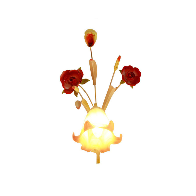 Skørter | Pastoral Rose Wall Light Sconces 1/2 Lamps Metal Wall Lamp Fixture in White for Bedroom