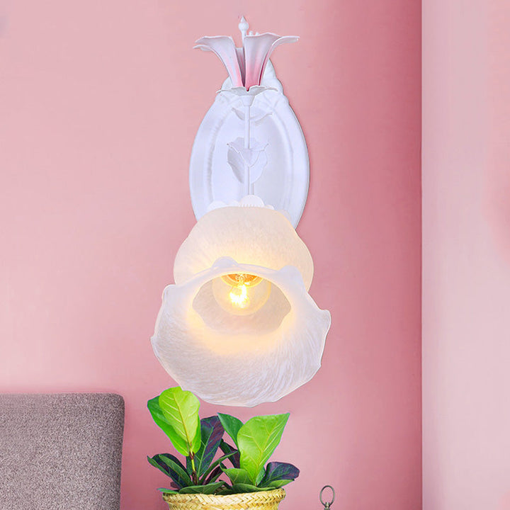 Skørter | 1 Light Floral Wall Lamp Wall Lighting Pastoral White Metal Wall Mounted Lighting for Living Room