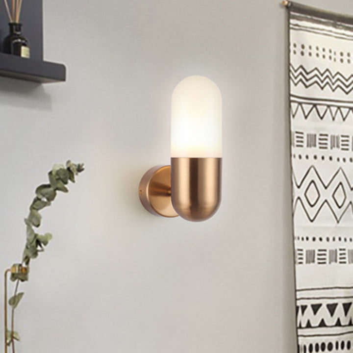 Skørter | Capsule Metal Wall Lamp Postmodern 1 Light Black/Grey/White Wall Mounted Lamp for Bedroom