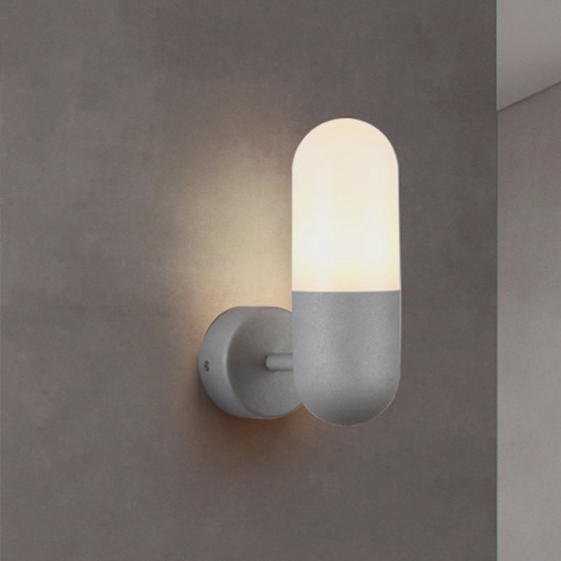 Skørter | Capsule Metal Wall Lamp Postmodern 1 Light Black/Grey/White Wall Mounted Lamp for Bedroom