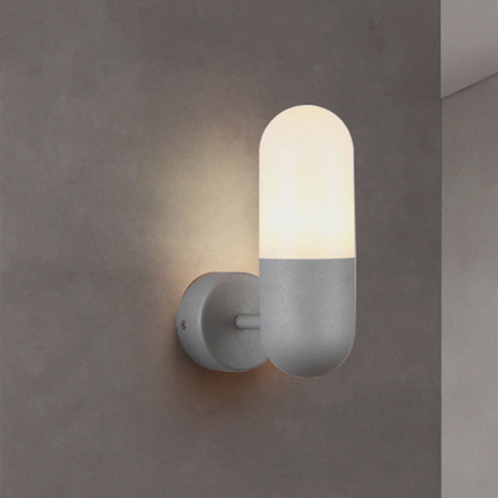 Skørter | Capsule Metal Wall Lamp Postmodern 1 Light Black/Grey/White Wall Mounted Lamp for Bedroom