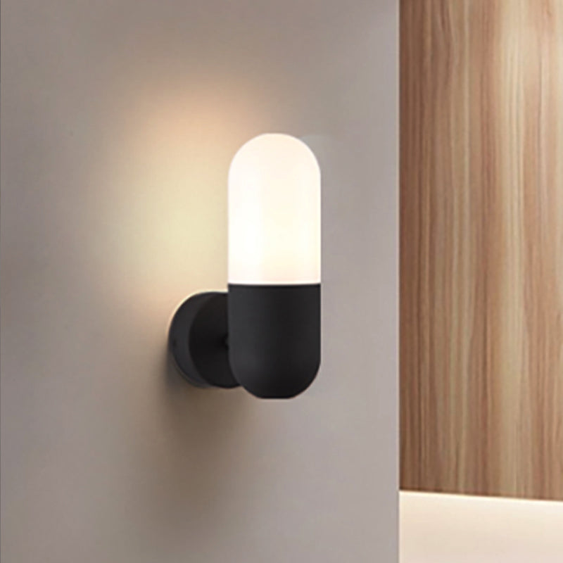 Skørter | Capsule Metal Wall Lamp Postmodern 1 Light Black/Grey/White Wall Mounted Lamp for Bedroom