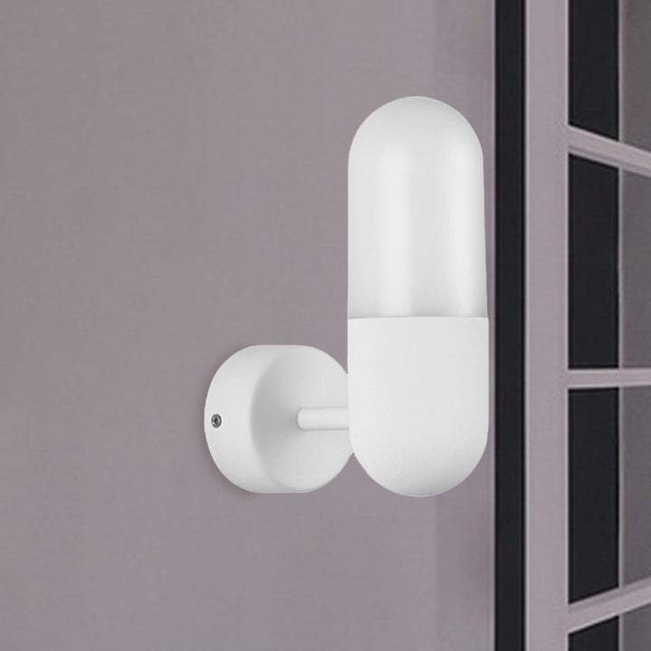 Skørter | Capsule Metal Wall Lamp Postmodern 1 Light Black/Grey/White Wall Mounted Lamp for Bedroom