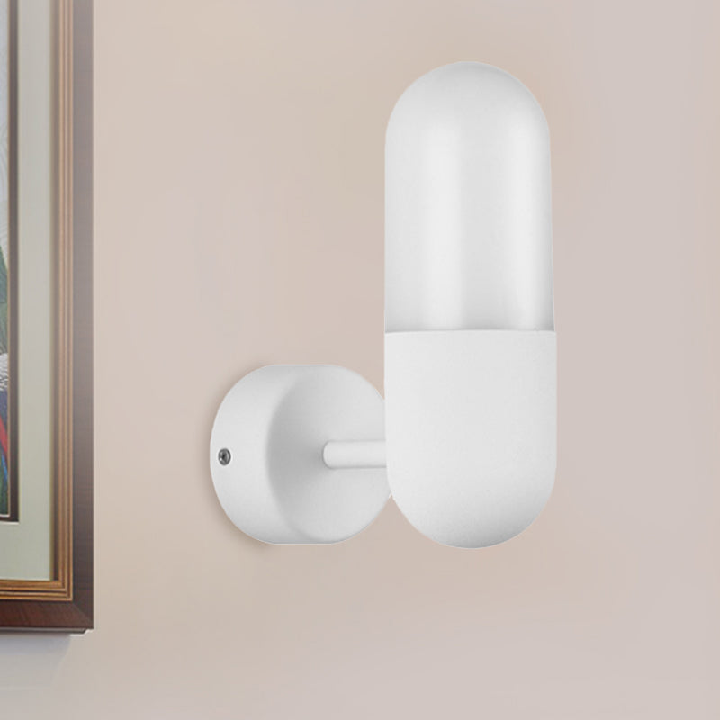 Skørter | Capsule Metal Wall Lamp Postmodern 1 Light Black/Grey/White Wall Mounted Lamp for Bedroom