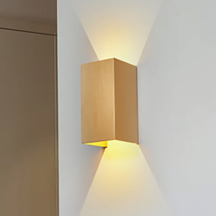 Skørter | Cuboid Up and Down LED Wall Lamp Contemporary Metal Gold/Brown/Grey Wall Light Fixture for Bedroom