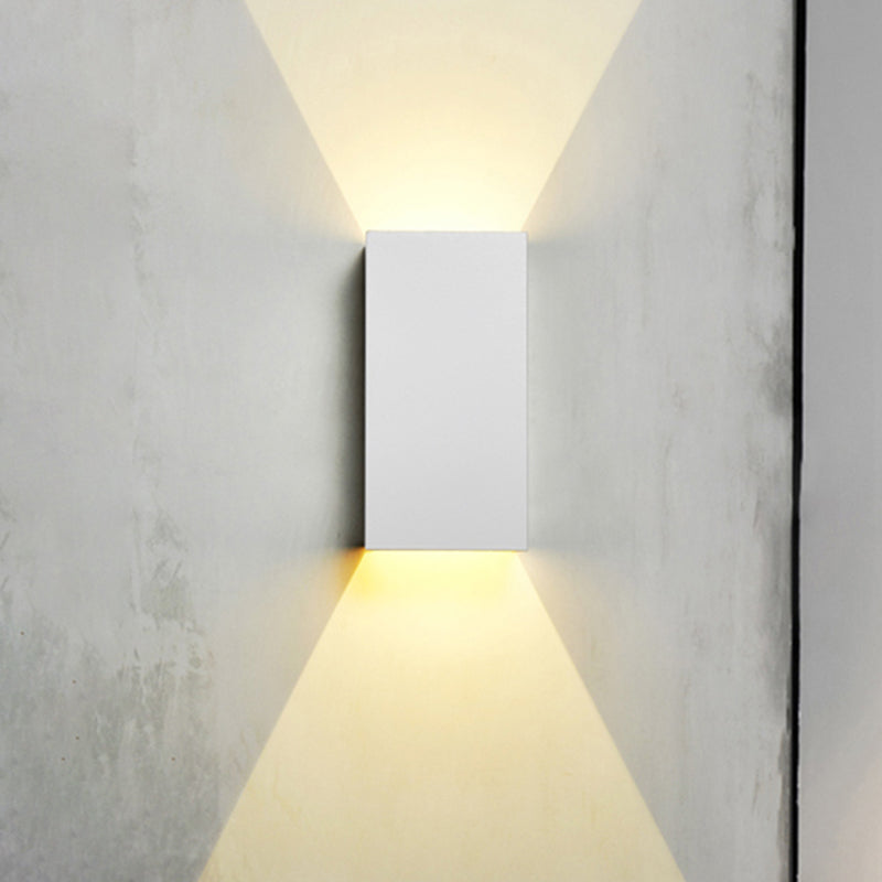 Skørter | Cuboid Up and Down LED Wall Lamp Contemporary Metal Gold/Brown/Grey Wall Light Fixture for Bedroom