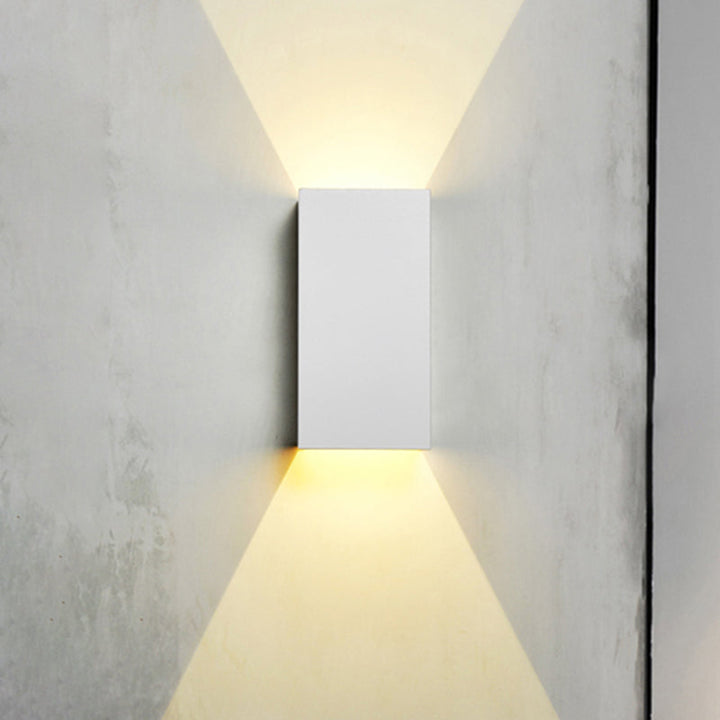 Skørter | Cuboid Up and Down LED Wall Lamp Contemporary Metal Gold/Brown/Grey Wall Light Fixture for Bedroom