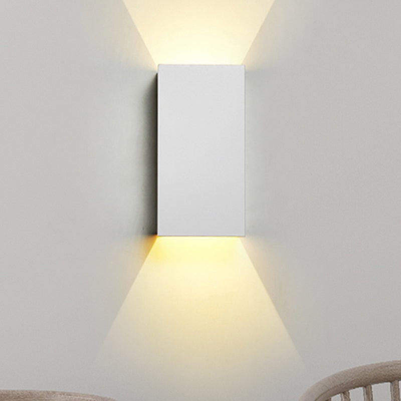 Skørter | Cuboid Up and Down LED Wall Lamp Contemporary Metal Gold/Brown/Grey Wall Light Fixture for Bedroom