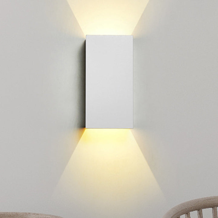 Skørter | Cuboid Up and Down LED Wall Lamp Contemporary Metal Gold/Brown/Grey Wall Light Fixture for Bedroom