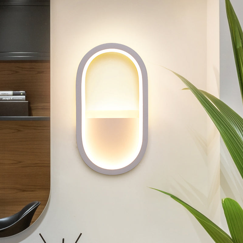 Skørter | Oval Wall Lighting Igel Contemporary Acrylic Black/White LED Wall Lamp in Warm/White Light