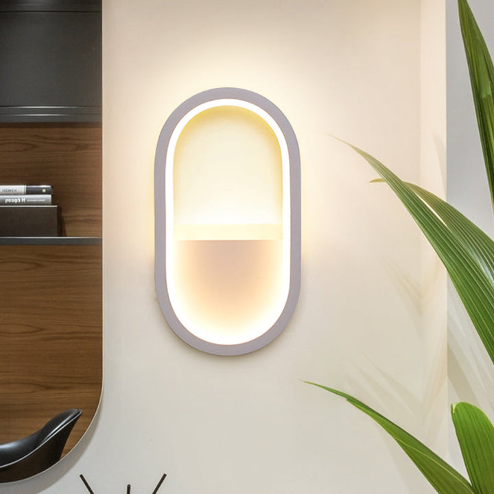 Skørter | Oval Wall Lighting Igel Contemporary Acrylic Black/White LED Wall Lamp in Warm/White Light