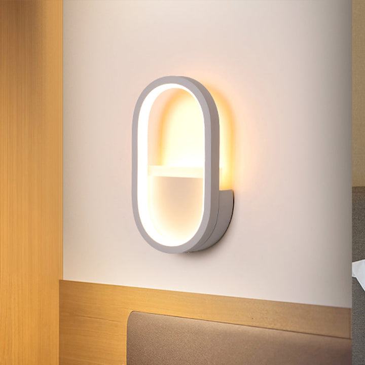 Skørter | Oval Wall Lighting Igel Contemporary Acrylic Black/White LED Wall Lamp in Warm/White Light