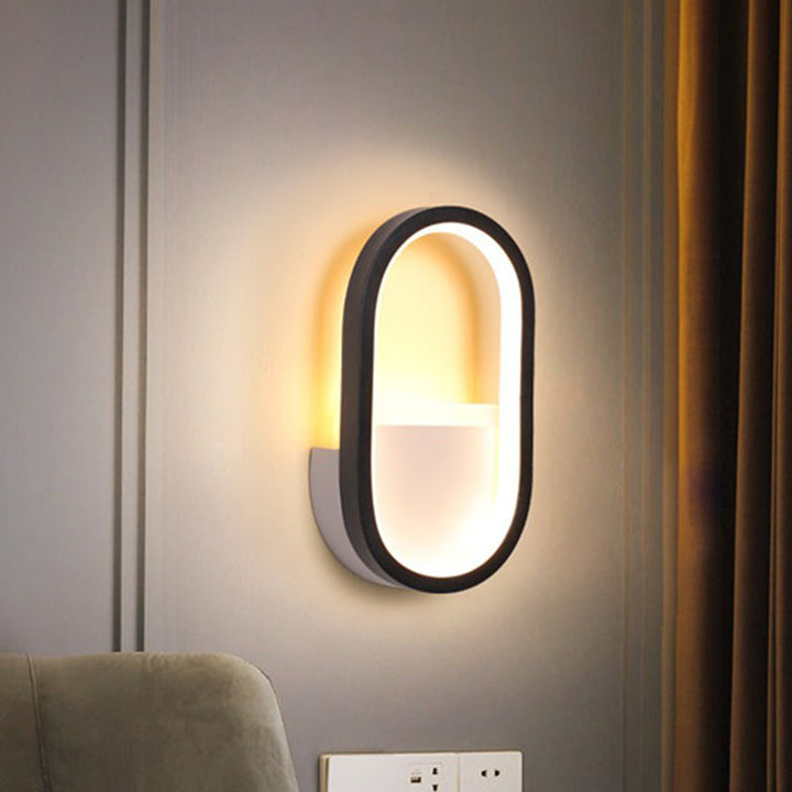 Skørter | Oval Wall Lighting Igel Contemporary Acrylic Black/White LED Wall Lamp in Warm/White Light