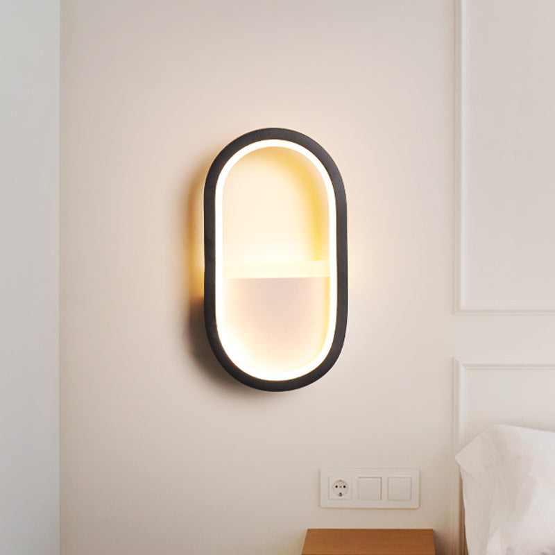 Skørter | Oval Wall Lighting Igel Contemporary Acrylic Black/White LED Wall Lamp in Warm/White Light