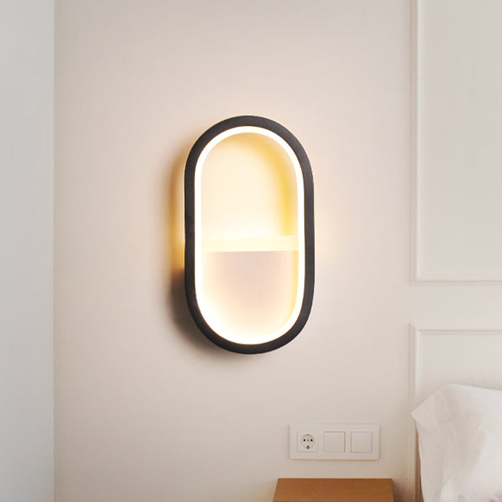 Skørter | Oval Wall Lighting Igel Contemporary Acrylic Black/White LED Wall Lamp in Warm/White Light