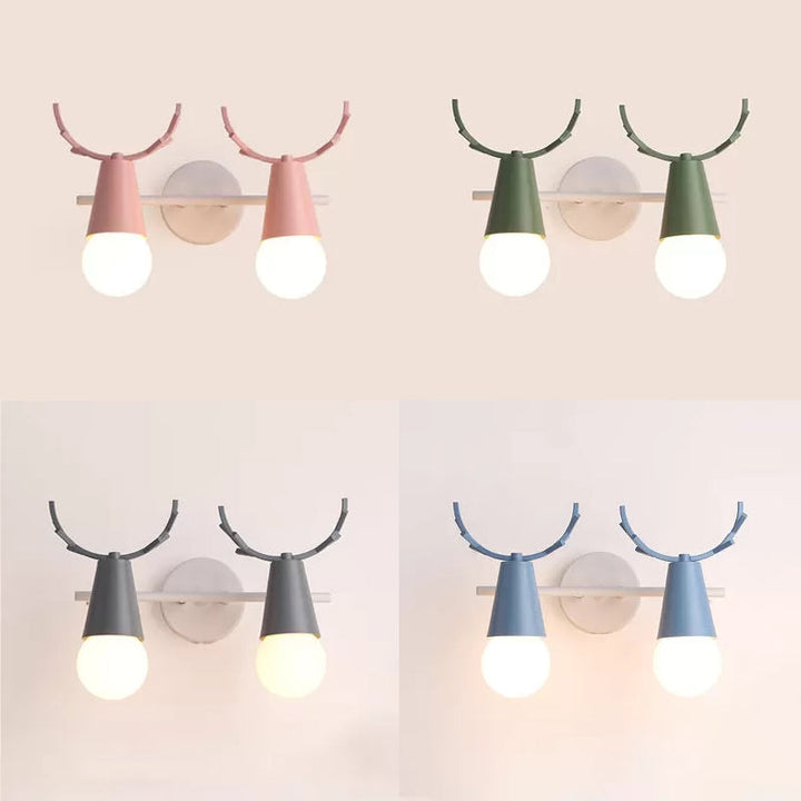 Skørter | Cute Cone Children's Room Wall Light Metal 1 Head Nordic Style Wall Lamp with Antlers