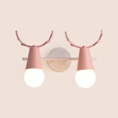 Skørter | Cute Cone Children's Room Wall Light Metal 1 Head Nordic Style Wall Lamp with Antlers