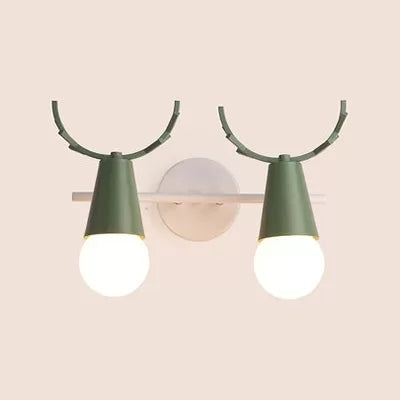Skørter | Cute Cone Children's Room Wall Light Metal 1 Head Nordic Style Wall Lamp with Antlers