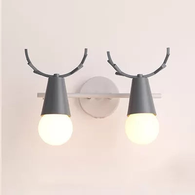 Skørter | Cute Cone Children's Room Wall Light Metal 1 Head Nordic Style Wall Lamp with Antlers