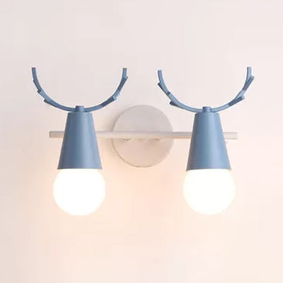 Skørter | Cute Cone Children's Room Wall Light Metal 1 Head Nordic Style Wall Lamp with Antlers