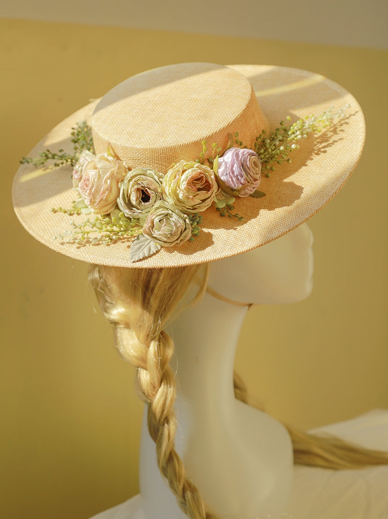 Lisslune | Handmade French Hat, Retro And Elegant Hollow Flower Forest Style Flat Hat