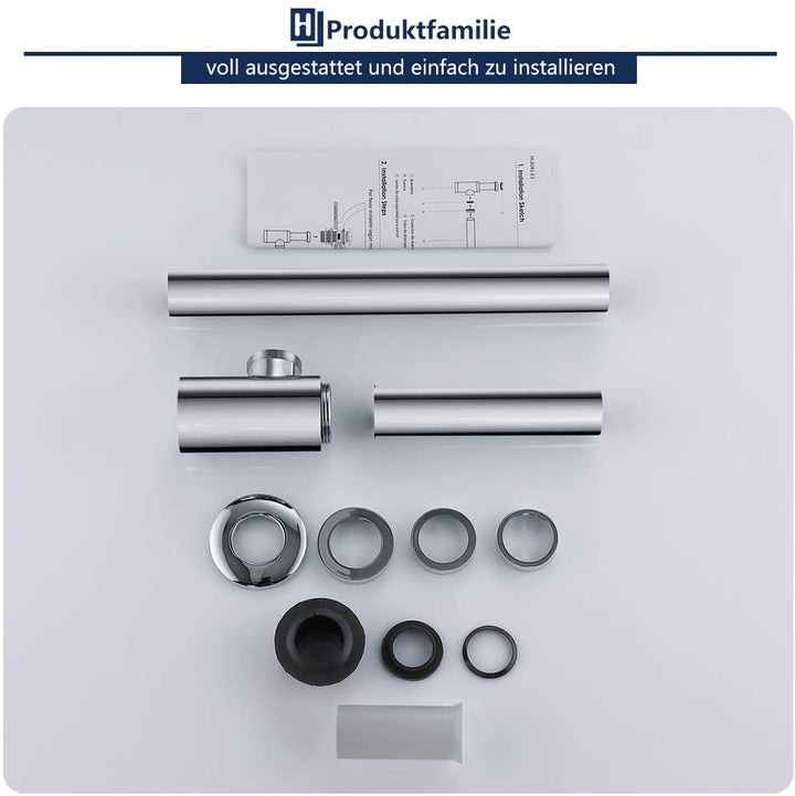 Lisslune | Pipe siphon 1-1/4 stainless steel siphon height adjustable drain pipe with odor trap siphon for sink