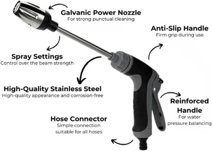 Lisslune | AquaBlitz High-Pressure Spray Gun – Universal Hose Attachment for Powerful Cleaning