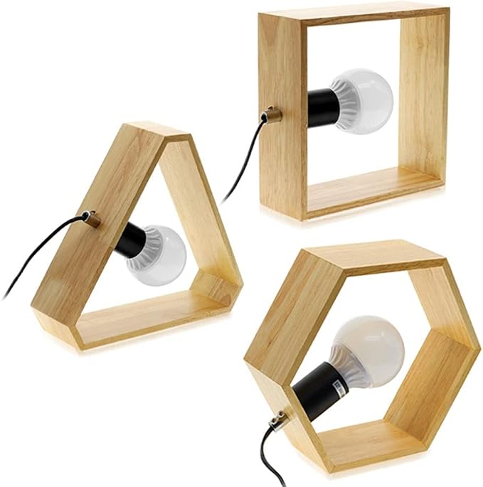 Lisslune | ModernMinimal - Geometric Wooden Accent Lamps