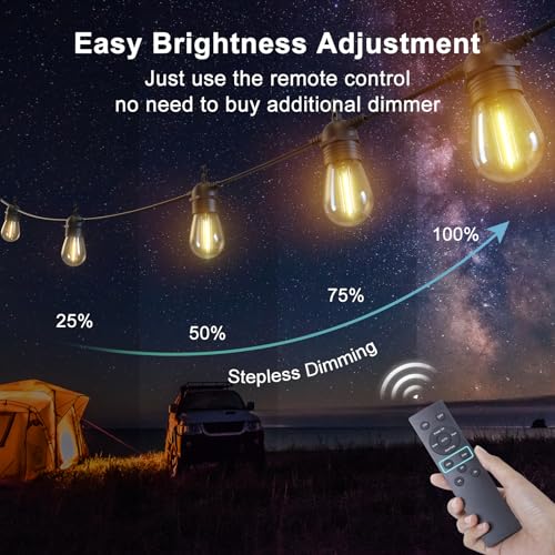 Lisslune | 52FT Solar String Lights for Outdoor with Remote Control, Warm White