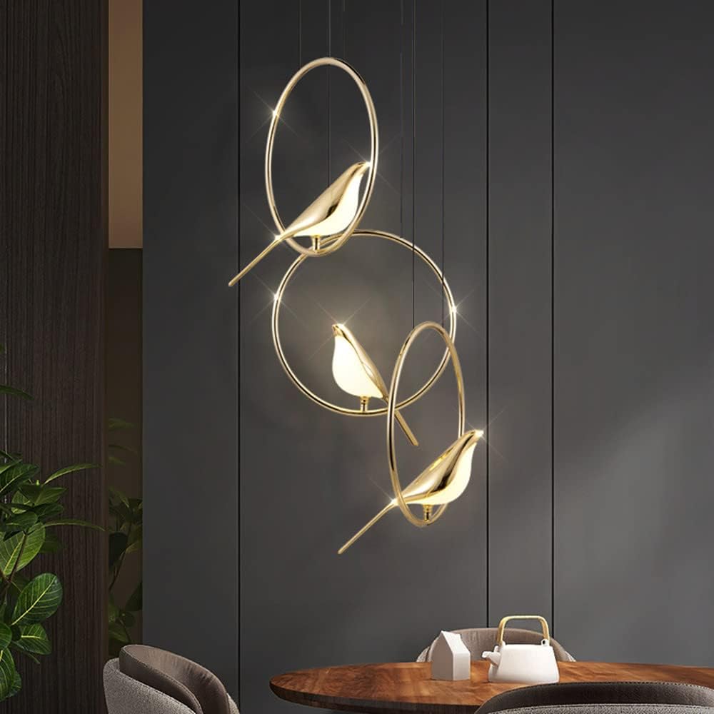 Lisslune | Circle Pendant Lamp with Bird Motifs – Modern Lighting Fixture for Home Decor & Unique Ceiling Design