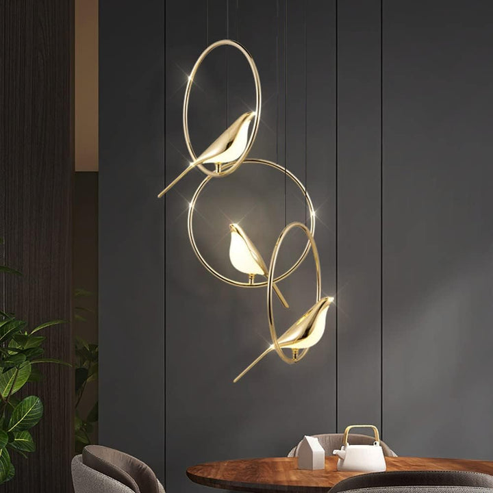 Lisslune | Circle Pendant Lamp with Bird Motifs – Modern Lighting Fixture for Home Decor & Unique Ceiling Design
