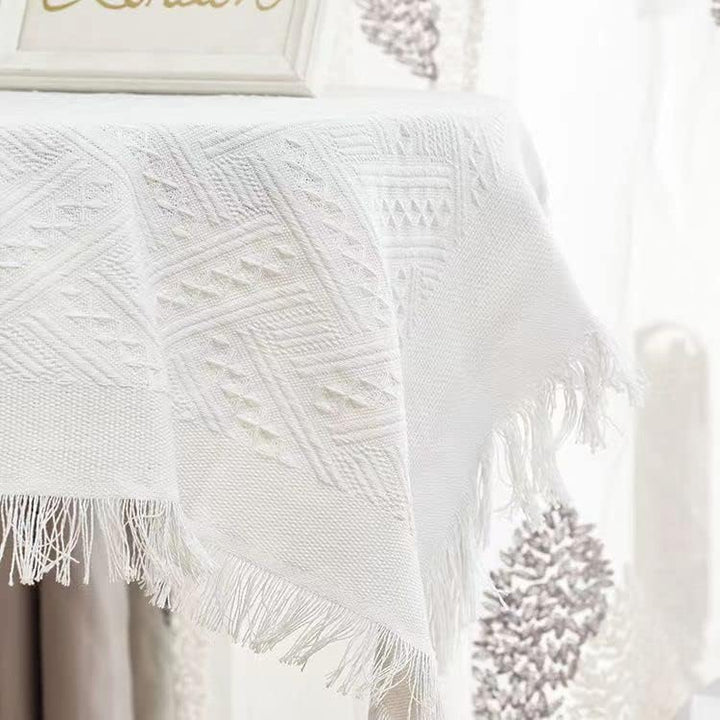 Lisslune | Waffle Modern Tablecloth, Knitted Fabric Lace Coffee Cloth, Round Tablecloth, Rectangular Tablecloth