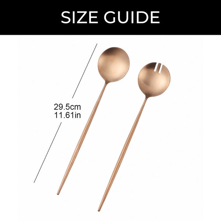Lisslune | Rose Gold Salad Cutlery and Serving Utensils Set