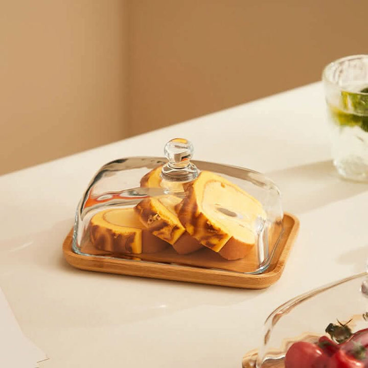 Lisslune | Wooden Butter Dish with Glass Lid – Elegant Tableware