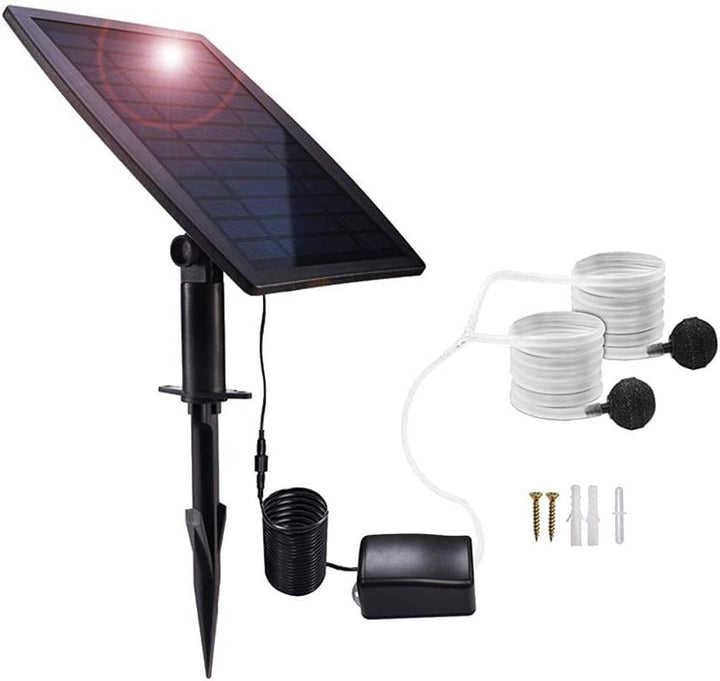 Lisslune | Solar Powered Air Pump Kit 2.5W with Hoses and Stones