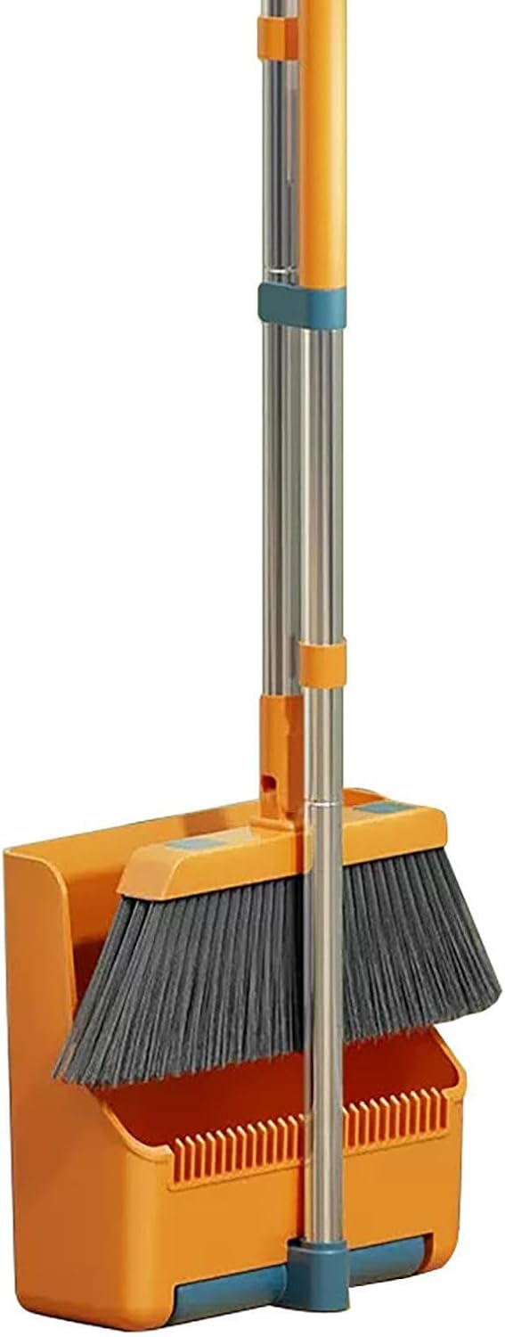 Lisslune | Large Broom and Dustpan Set – Long Handle with 180° Rotating Broom Head – Clavira