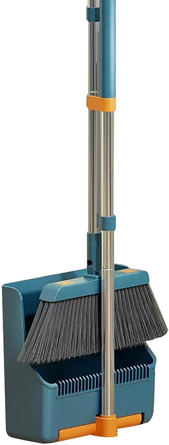 Lisslune | Large Broom and Dustpan Set – Long Handle with 180° Rotating Broom Head – Clavira