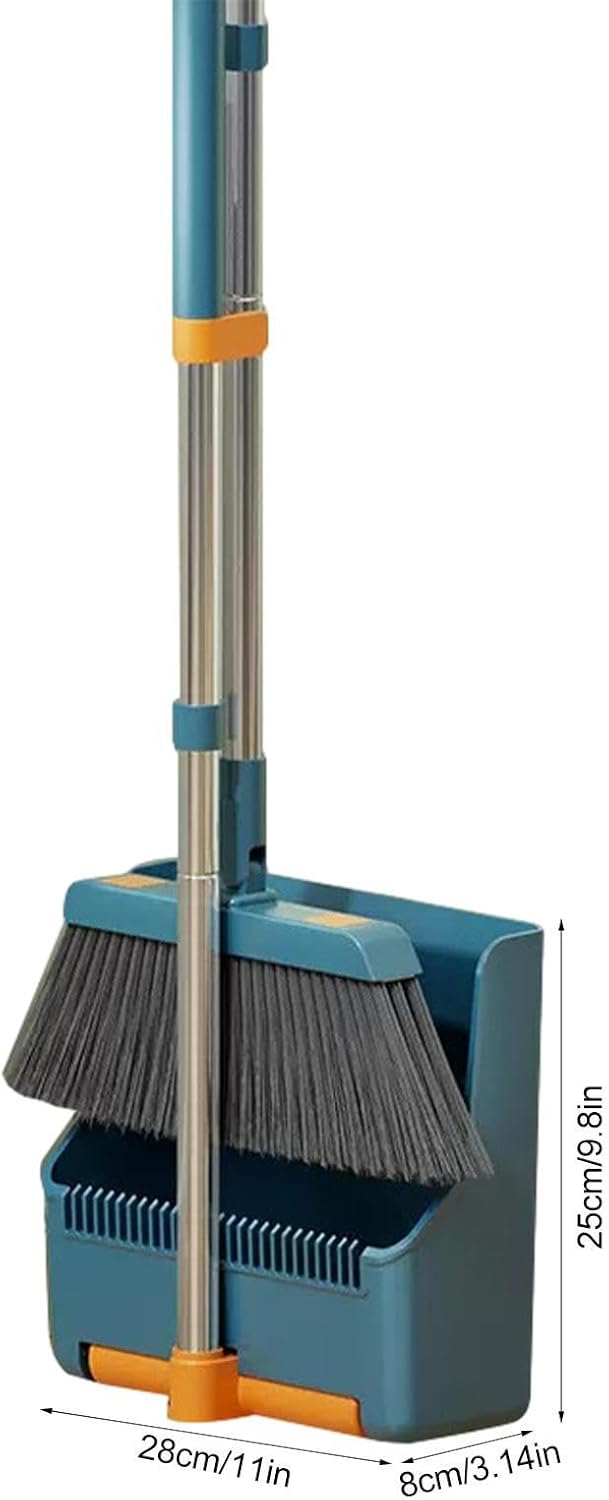 Lisslune | Large Broom and Dustpan Set – Long Handle with 180° Rotating Broom Head – Clavira