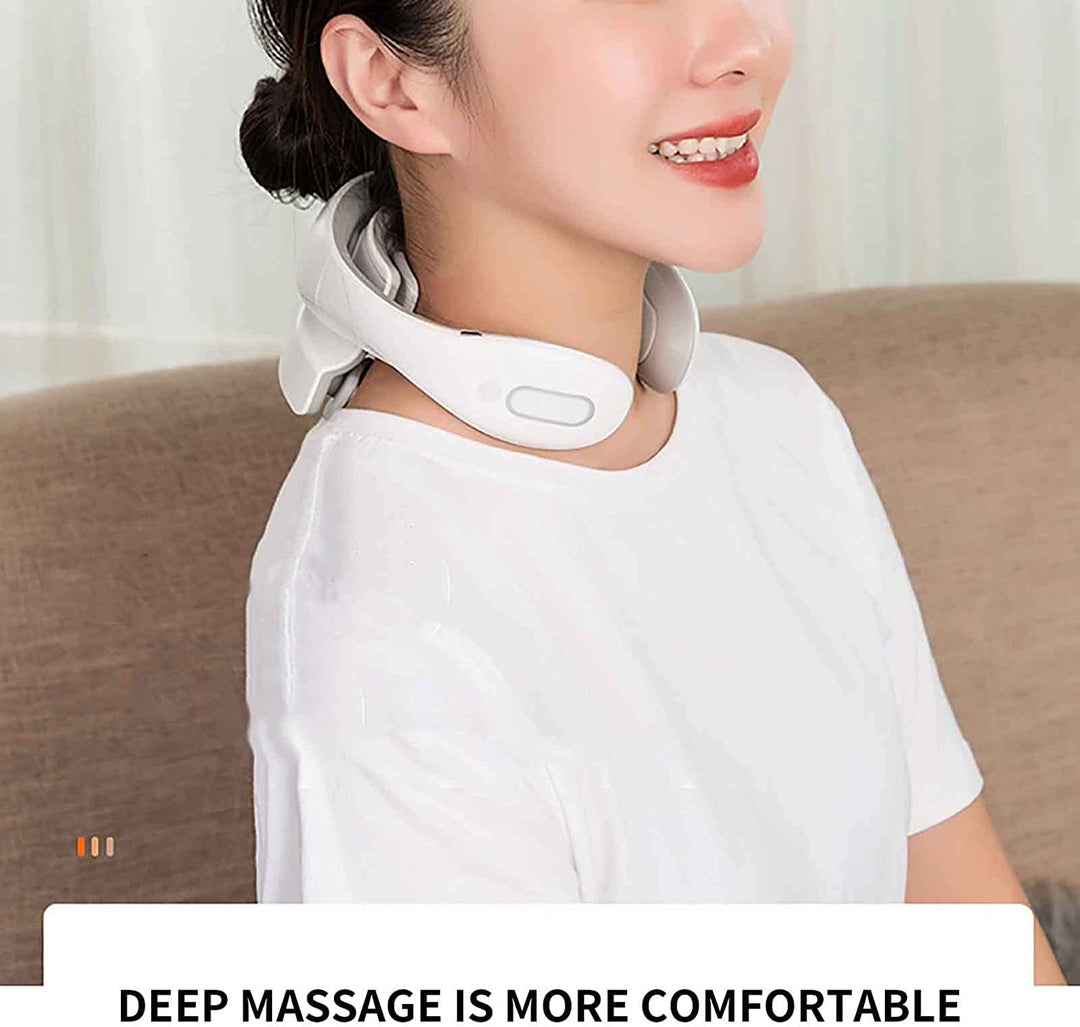 Lisslune | Neck massager with heat, pain therapy, smart neck massager, 4 massage heads portable deep tissue trigger point massager