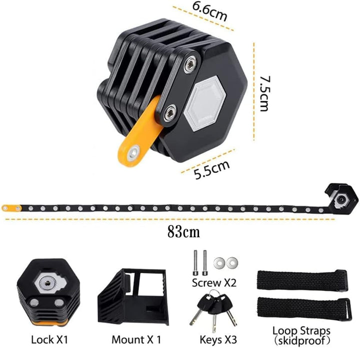 Lisslune | SafeRide Foldable Heavy-Duty Anti-Theft Bike Lock – Ultra Strong Security Chain