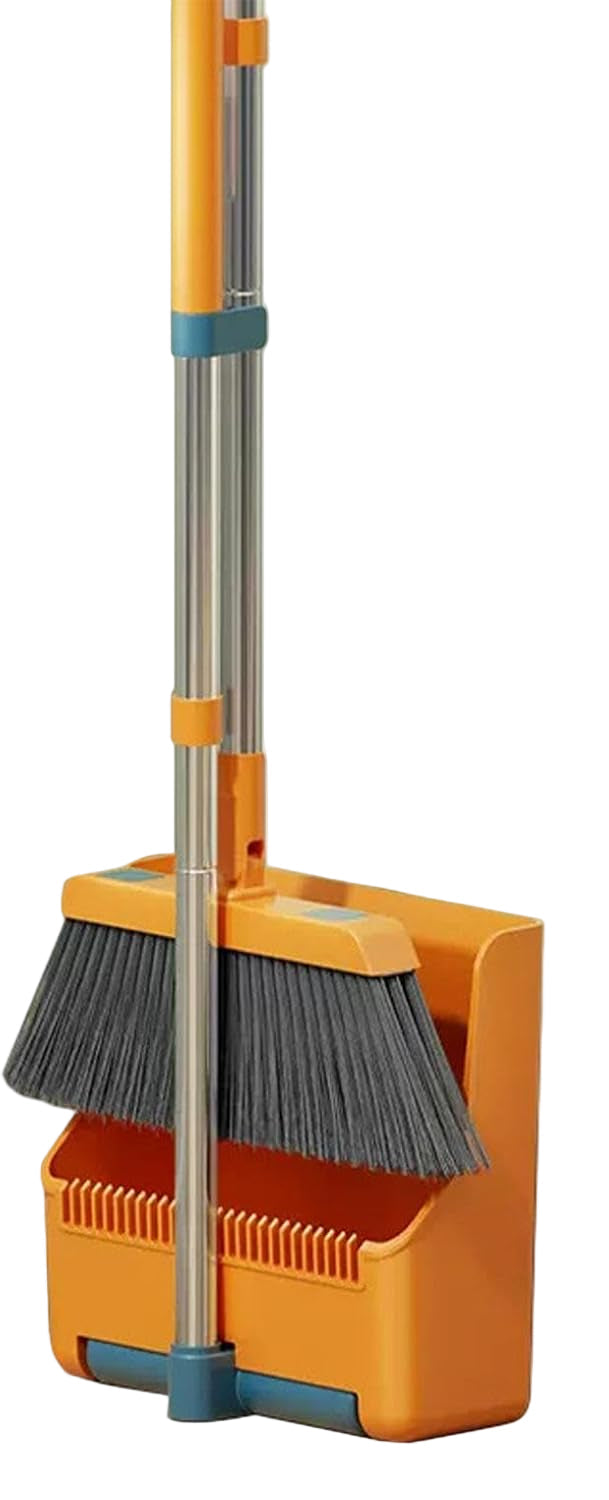 Lisslune | Large Broom and Dustpan Set – Long Handle with 180° Rotating Broom Head – Clavira